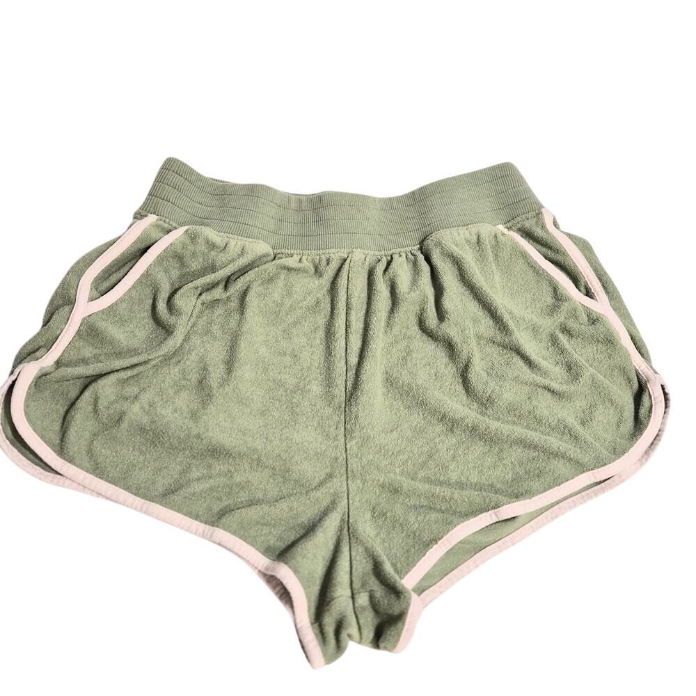 SO Boyfriend Shorts Brit Green Terry Cloth Dolphin Hem Lounge Pockets Medium